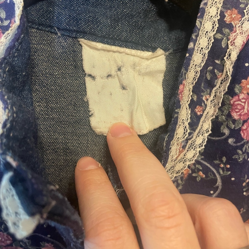 Adorable Western Style 1970s vintage dress Gunne Saxe denim cottage core XS - Picture 3 of 4